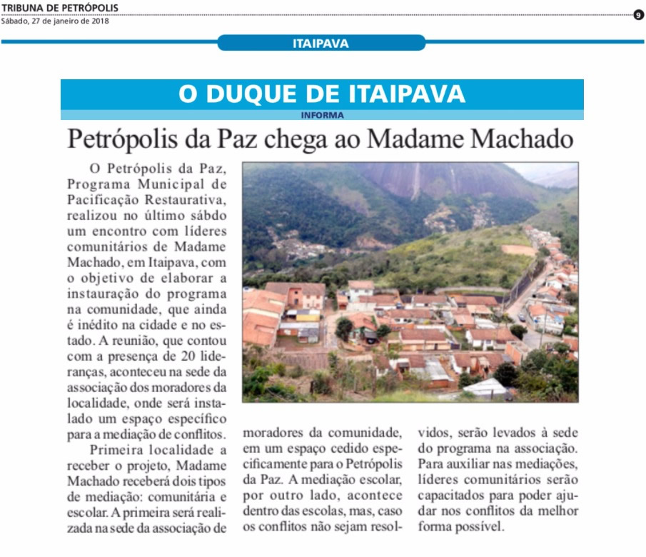 Petrópolis da Paz chega à Madame Machado